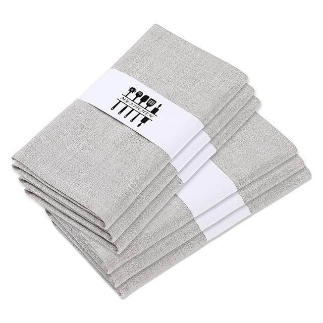 Chassic Rustic Natural Cotton Linen Napkin Set, Soft Comfortable and Reusable Linen Dining Napkins Cloth for Wedding Celebration and Party Decor, Set of 6, Natural