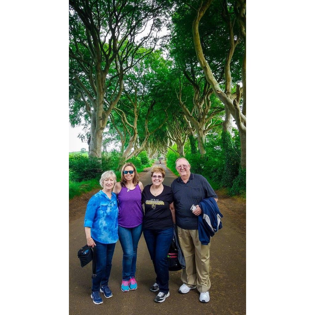 Marcia, Amy, Pat (Amy's mom), and Tom (Amy's dad), in Tollymore Forest Park, Ireland.