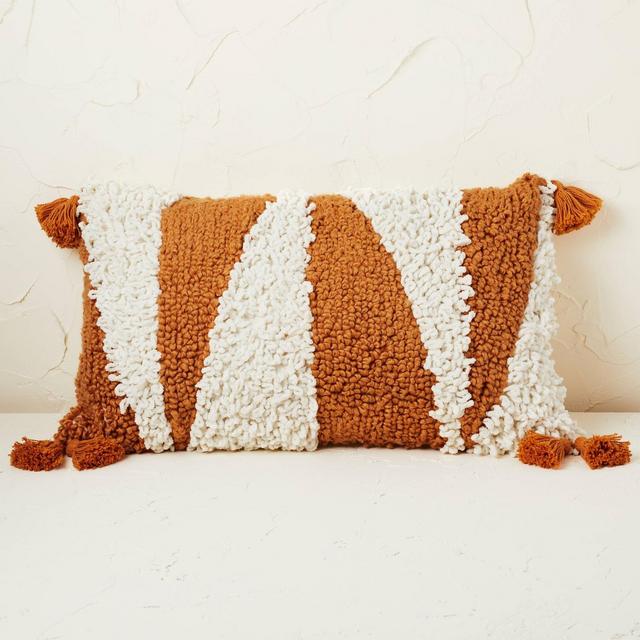 Oversized Tufted Shag Geometric Patterned Lumbar Throw Pillow Rust - Opalhouse™ designed with Jungalow™