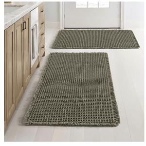 MIULEE Set of 2 Waffle Bathroom Rugs, Green, 18x30 Inch