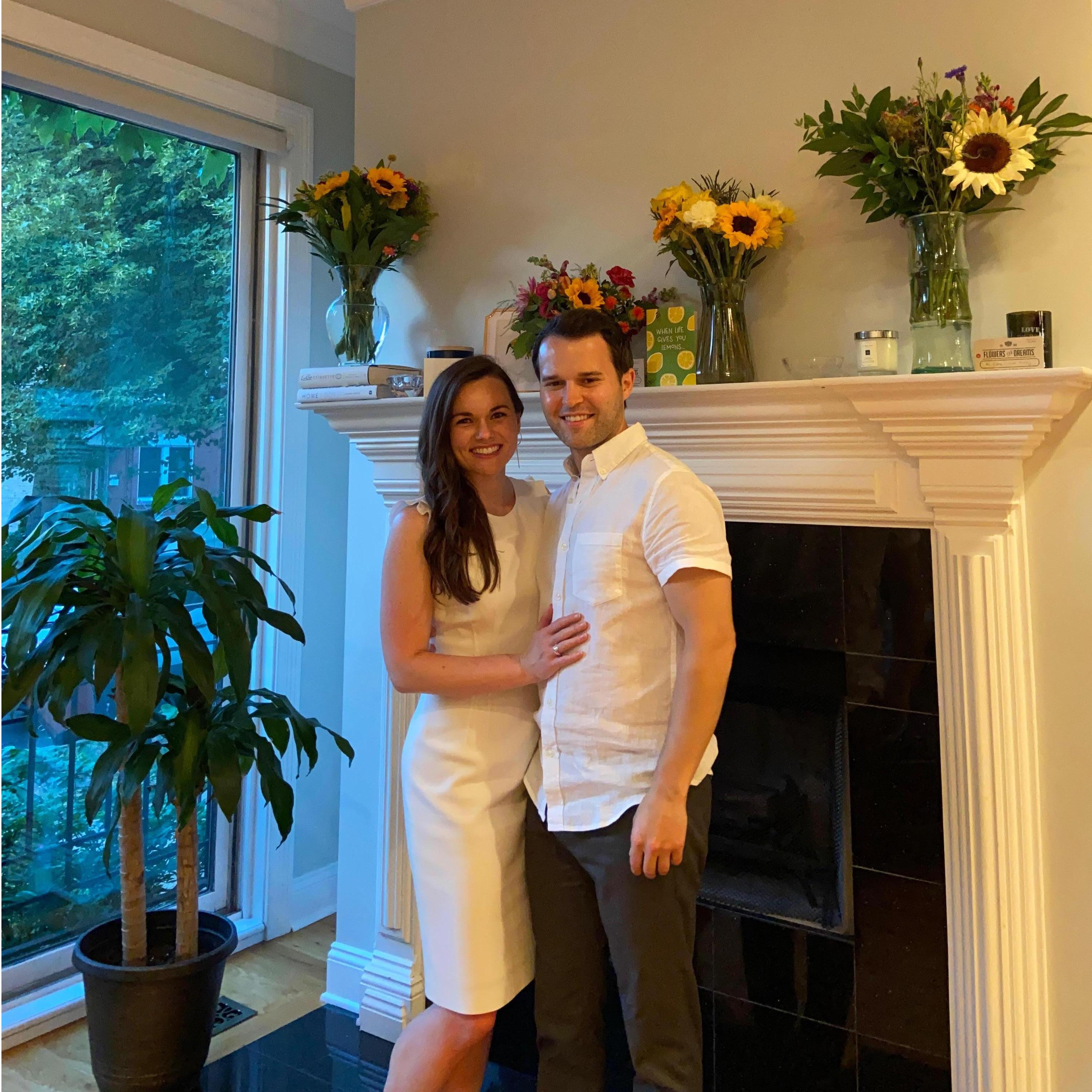 In our new home on August 7 (the original wedding date!) We made the most of the day :)