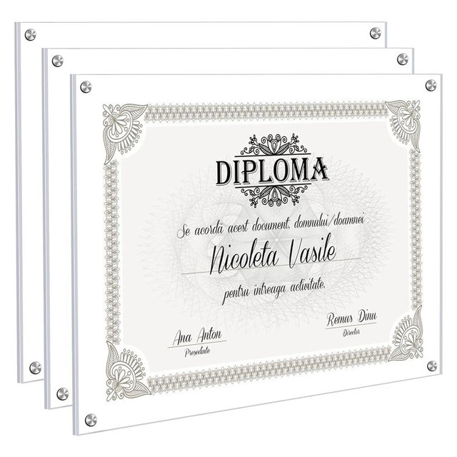 Kalami 3 Pack 11x14 Acrylic Wall Mount Picture Frame Self Adhesive, Floating Frameless Clear Photo Frame for Diploma Certificate Degree Document Display Gallery Wall-Full Frame Size 12.4x15.4