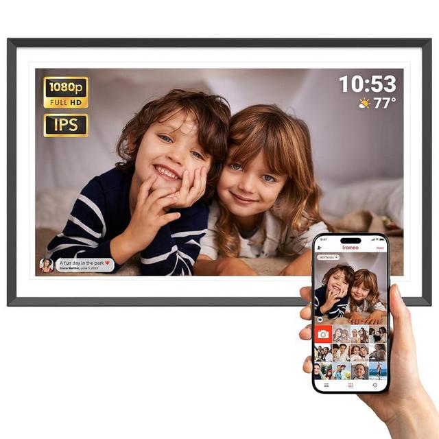 ApoloSign Digital Picture Frame 15.6 inch, WiFi Digital Photo Frame with 32GB Storage, 1920x1080 FHD IPS Touch Screen, Auto-Rotate, Easy Setup to Share Photos or Videos Instantly via Frameo App