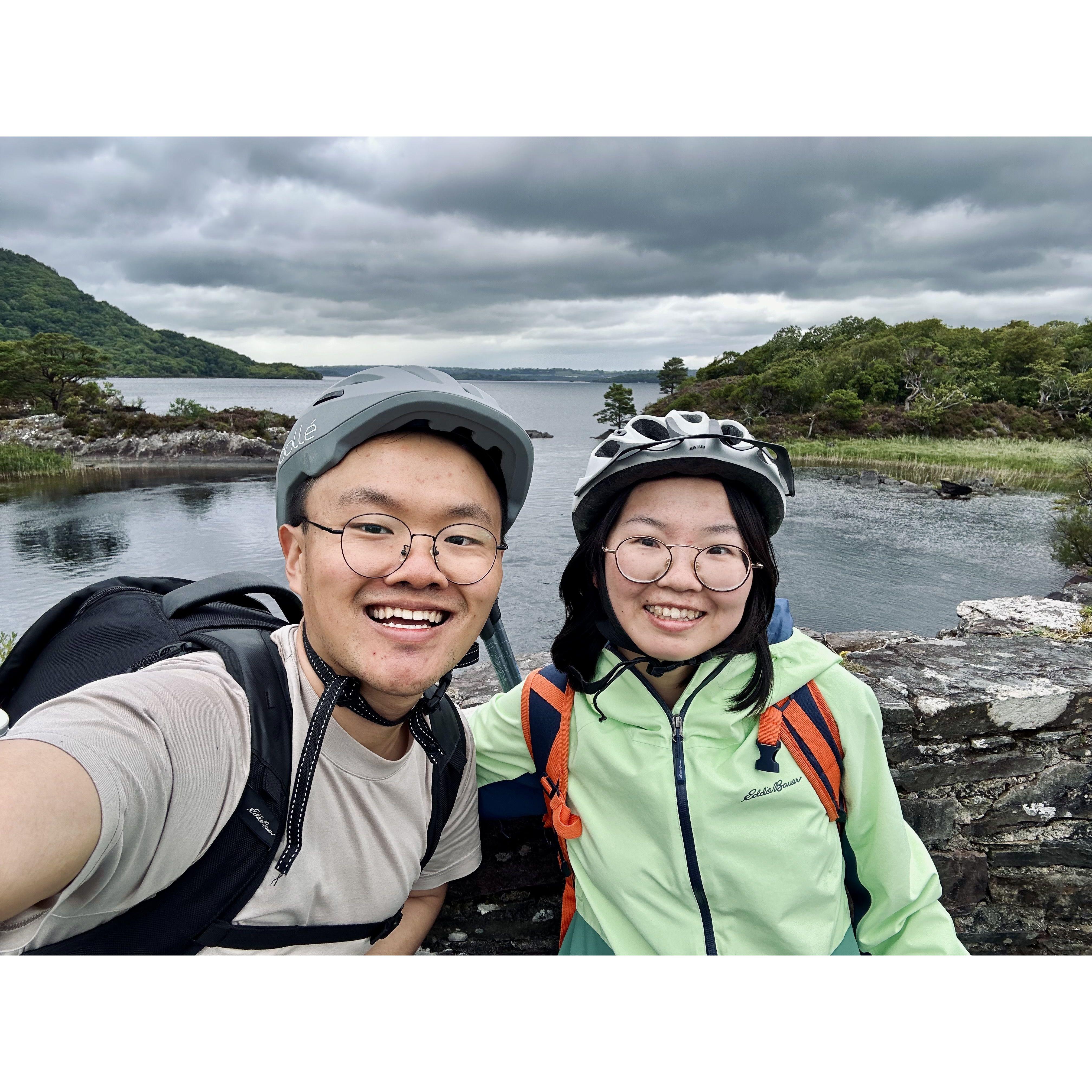 Finding that the world ain't flat ... on bikes at Kilarney National Park in Ireland.