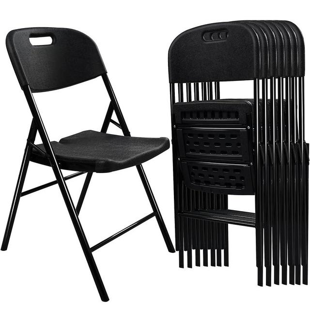 aoole 8 Pack Folding Chair, 700 lb Weight Capacity,Indoor/Outdoor Heavy Duty Foldable Chairs for Restaurants, Kitchens, Picnics, Races, Parties & Weddings. (8, Black)