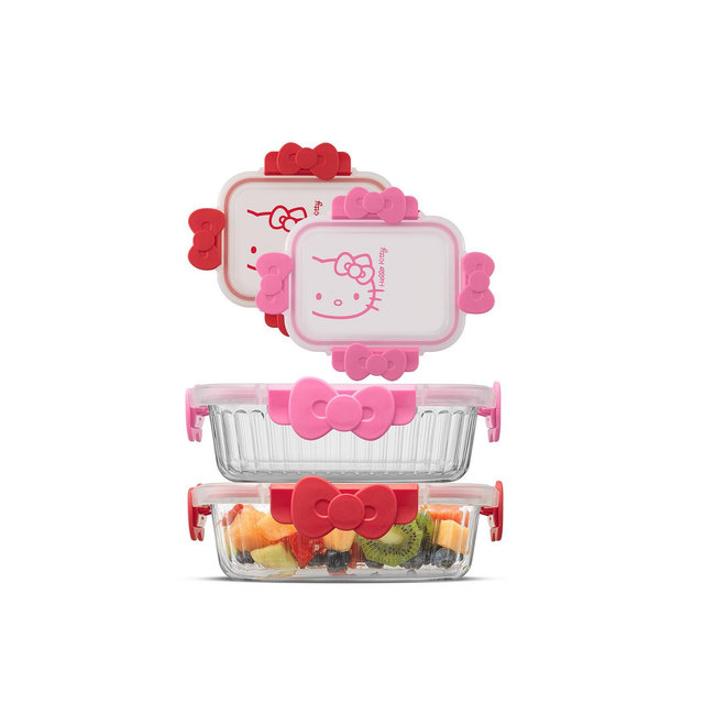JoyJolt Hello Kitty Fluted Food Storage Containers, Set of 2