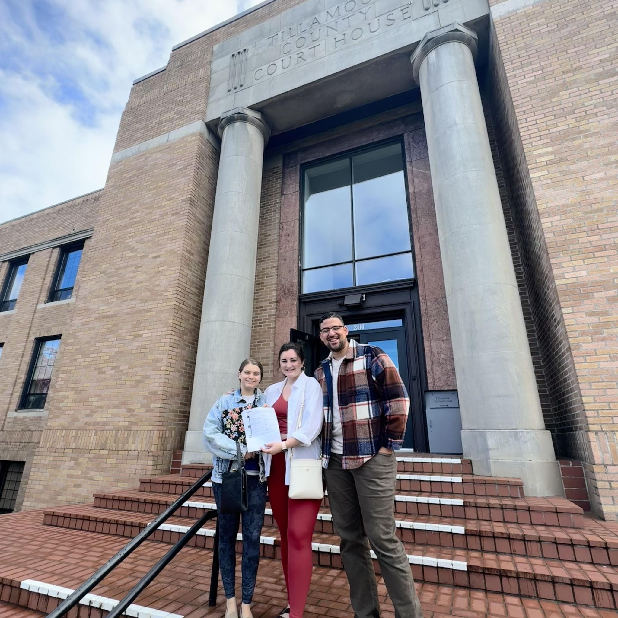 Signed the papers at the courthouse! It was official. Tilamook County!