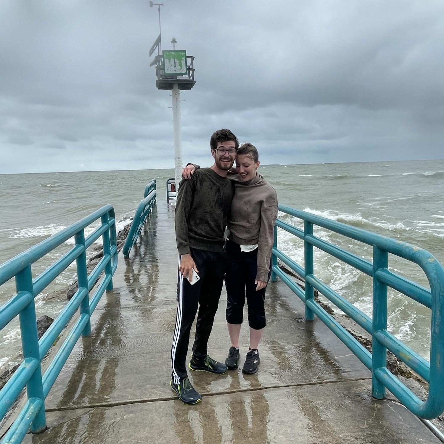 Alenda’s pants were blue before we started walking down this pier.