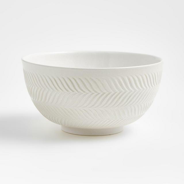 Fern Medium White Ceramic Mixing Bowl