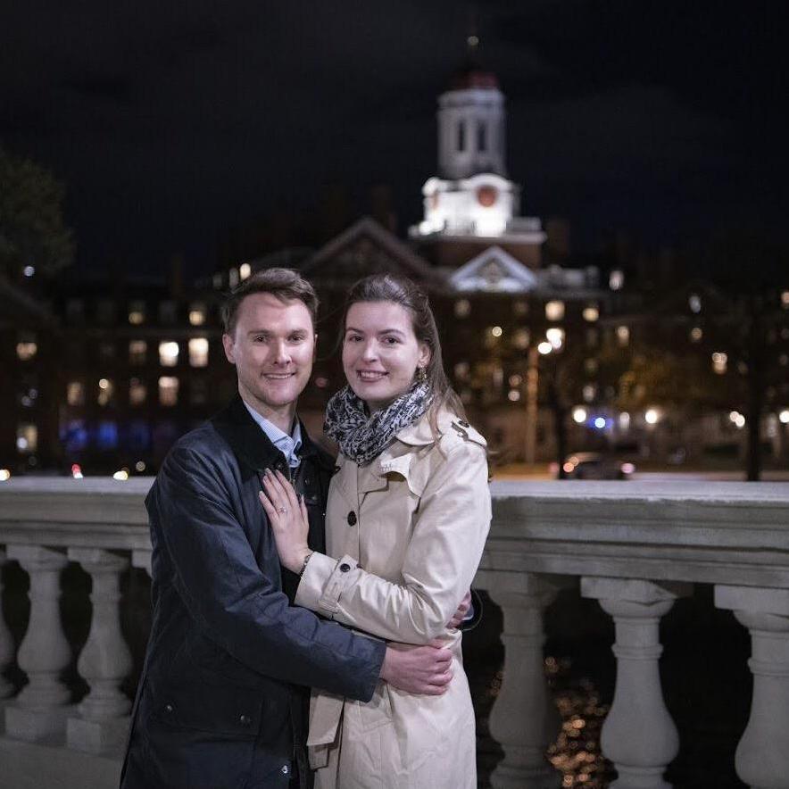 Cliff proposed on the Harvard footbridge!