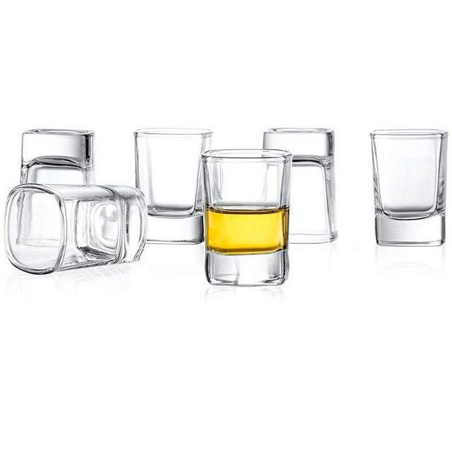JoyJolt City Heavy Base Shot Glasses - Set of 6 Sham Design Shot Glass - 2 oz