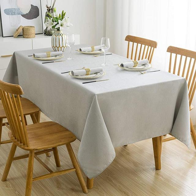 Lipo Grey Tablecloth Fabric Jacquard - Waterproof Table Clothes for Rectangle Tables 52x70 Wrinkle Oil Free-Outdoor Parties Dinning Table Covers Kitchen Decor-Light Grey Table Cloths Rectangle 52 X 70