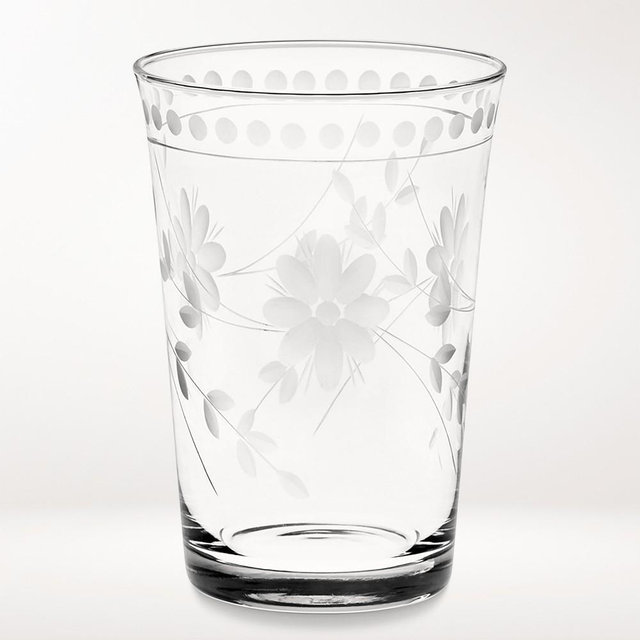 Vintage Etched Tumblers, Set of 8, Clear