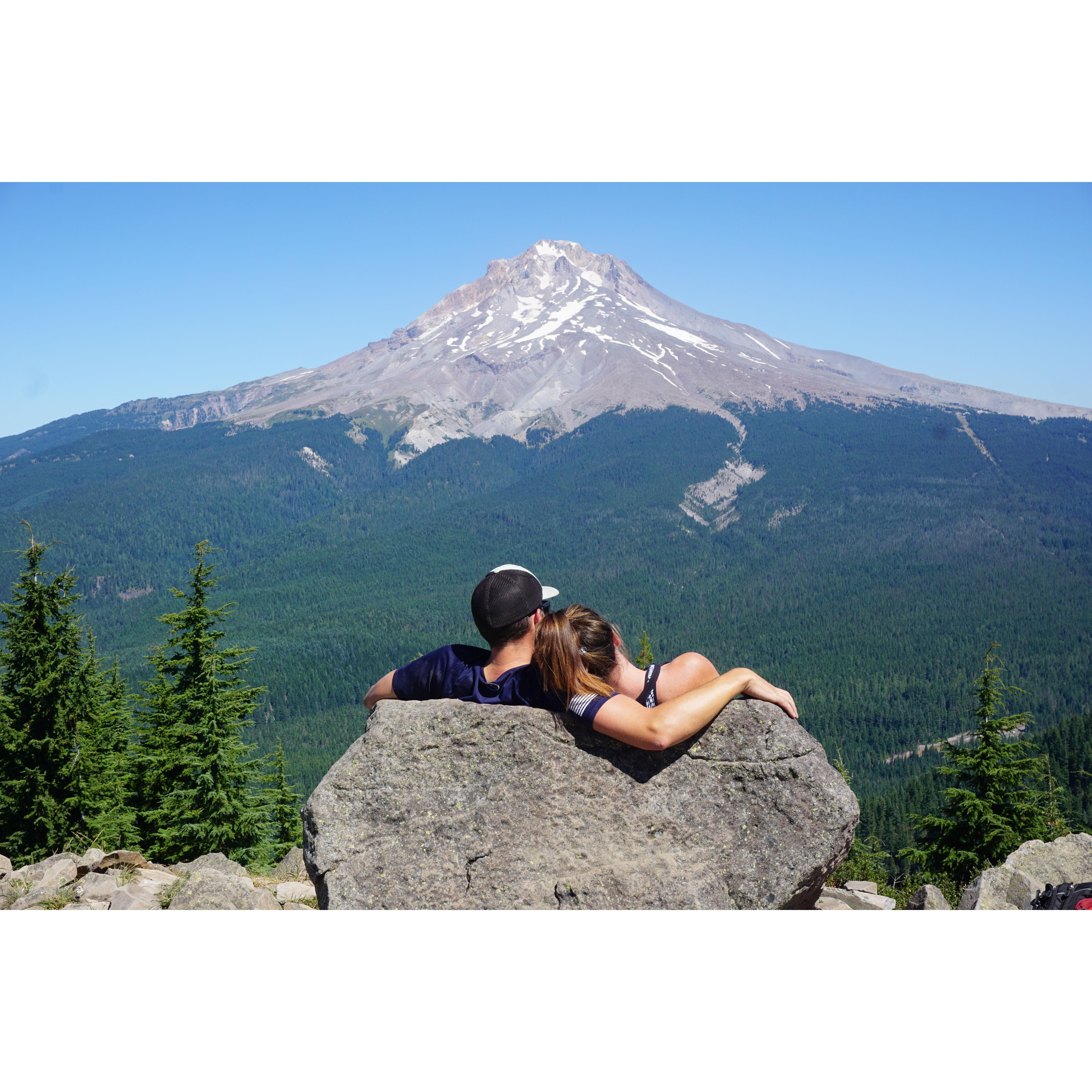 Enjoying some sunshine and views of Mt. Hood.
