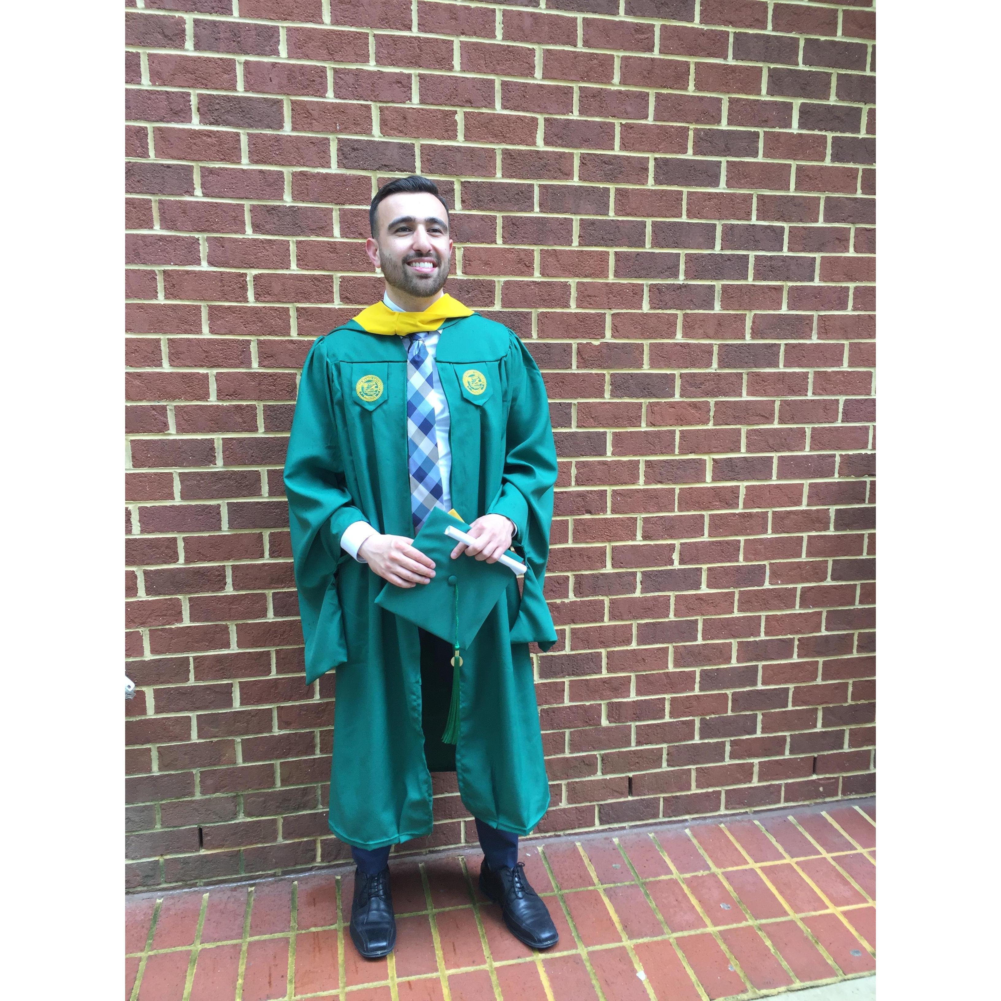 Waiss getting his master's degree in bioinformatics from George Mason!