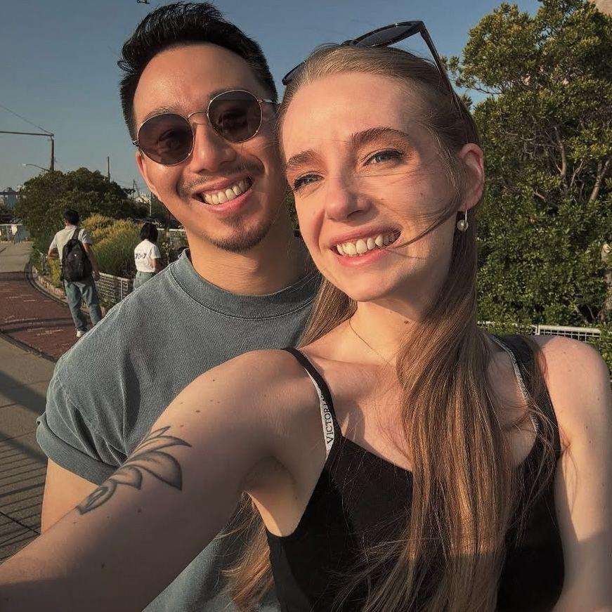 Celebrating our engagement with Dad & Judy! Brooklyn Pier, August 2025