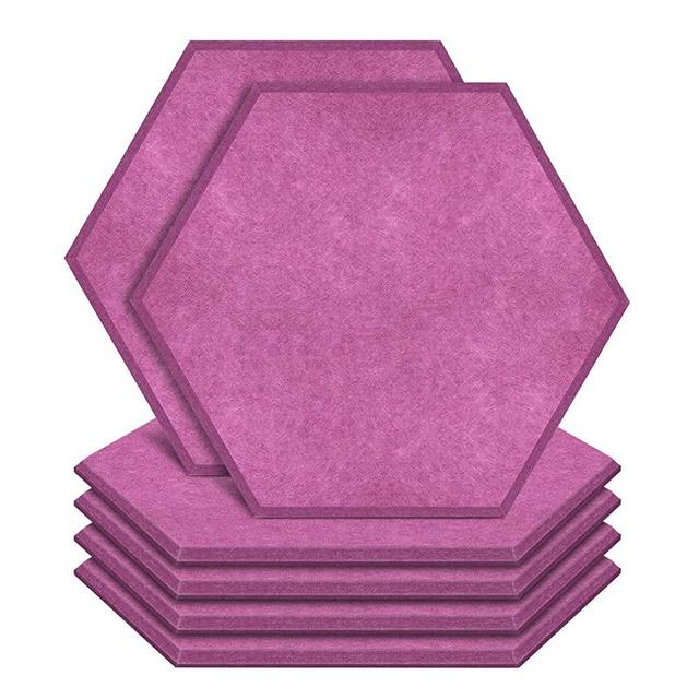 ZHERMAO 6 Pack Acoustic Panels Sound Proof Padding,14 X 13 X 0.4 Inches Sound Dampening Panels Bevled Edge Sound Panels, Used in Wall Decoration and Acoustic Treatment (Hexagon purple)