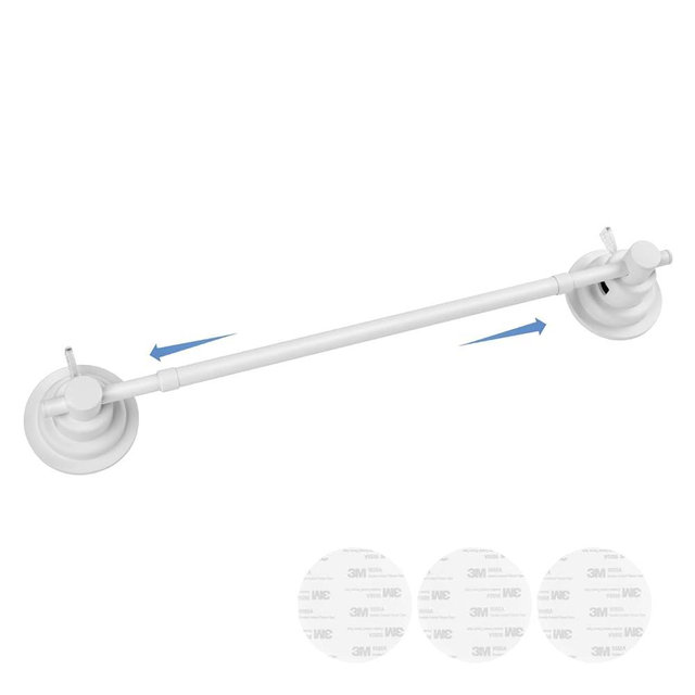 Suction Cup Towel Bar for Shower, 15.75''-25.6'' Adjustable Stainless Steel Towel Holder, Heavy Duty Suction Towel Rack with Powerful Vacuum Adsorption for Bathroom, Kitchen, RV, and Renters (White)