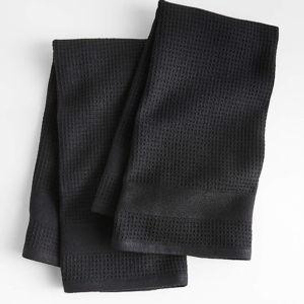 Waffle-Terry Indigo Organic Cotton Kitchen Towels, Set of 2 + Reviews | Crate & Barrel