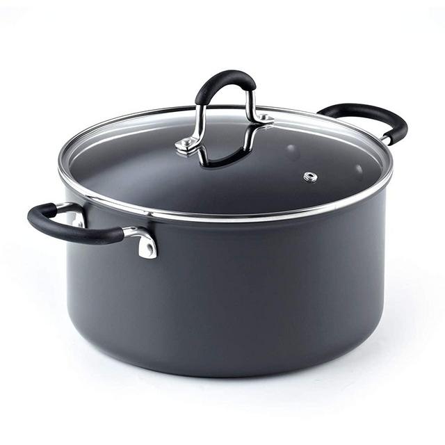 Cook N Home 02634 6QT/24CM Anodized Nonstick Casserole, 6Quarts, Black