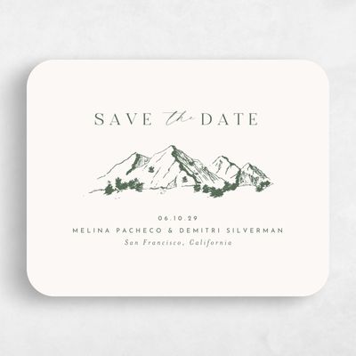 Beige Rounded Wedding Save the Date - Crispin Landscape