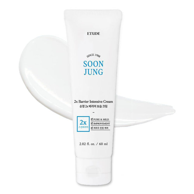 Etude House SoonJung 2x Barrier Intensive Cream 60ml (21AD) | Hypoallergenic Shea Butter Hydrating Facial Cream for Sensitive Skin, Water-oil Balance & Panthenol for Damaged Skin | K-beauty