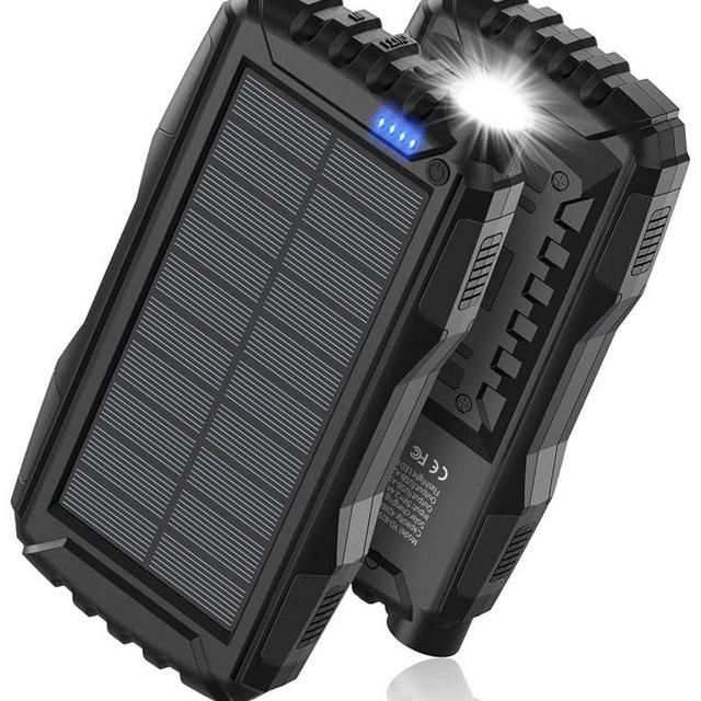 Power-Bank-Solar-Charger - 42800mAh Power Bank,Portable Charger,External Battery Pack 5V3.1A Qc 3.0 Fast Charger Built-in Super Bright Flashlight (Light Black)