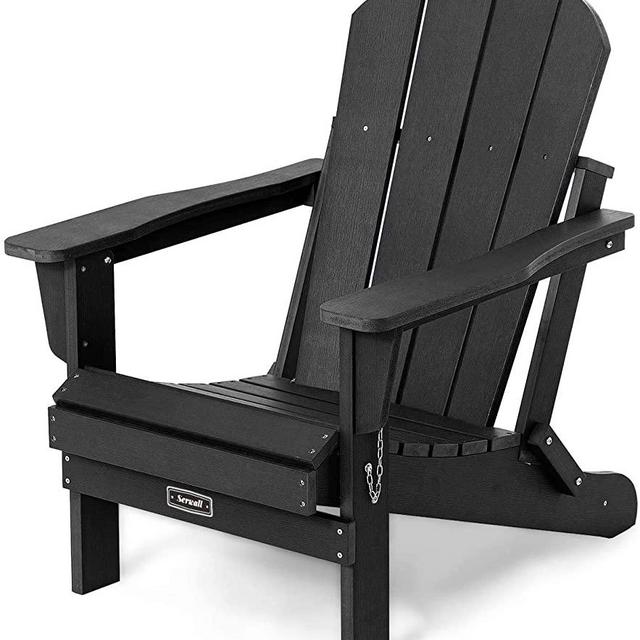 Folding Adirondack Chair Patio Chairs Lawn Chair Outdoor Chairs Painted Adirondack Chair Weather Resistant for Patio Deck Garden, Backyard Deck, Fire Pit & Lawn Furniture Porch and Lawn Seating- Black