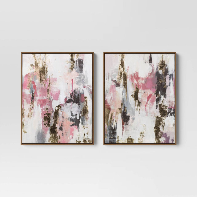 16"x20" Foil Abstract Canvas Framed Arts - Threshold™