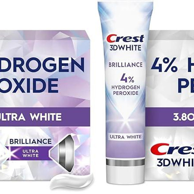 Crest 3D White Brilliance Pro Whitening Toothpaste | Anticavity Fluoride | 4% Hydrogen Peroxide | Pack of 2 | 3.8 oz