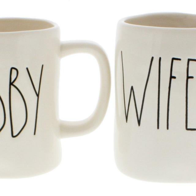 Rae Dunn Hubby & Wifey Set of (2) Mugs By Magenta