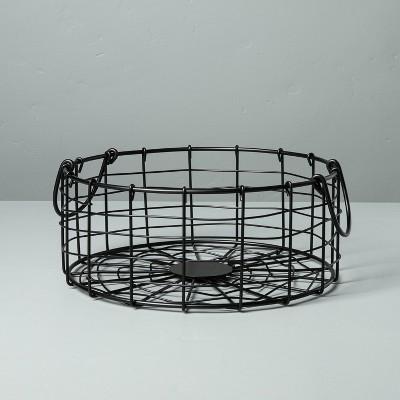 Round Wire Storage Basket with Handles Black - Small