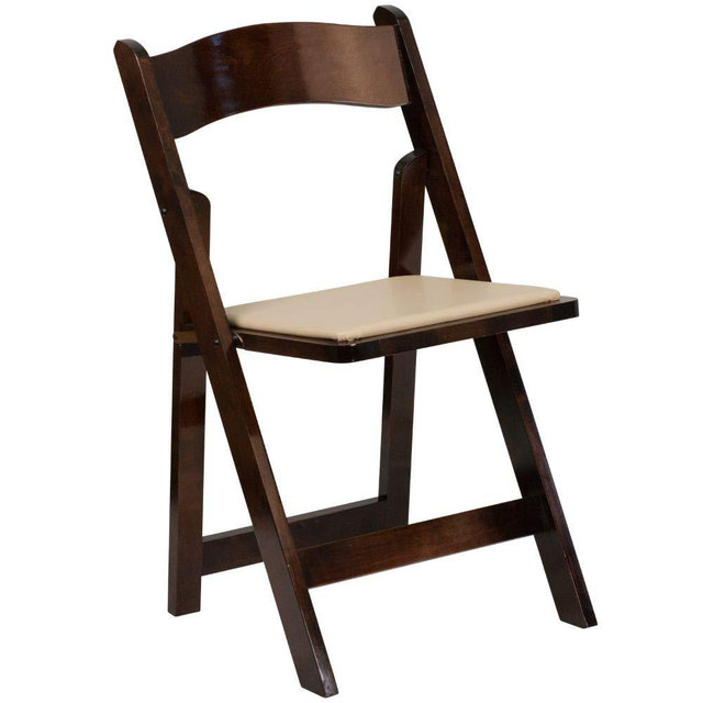 Flash Furniture 4 Pk. HERCULES Series Fruitwood Wood Folding Chair with Vinyl Padded Seat