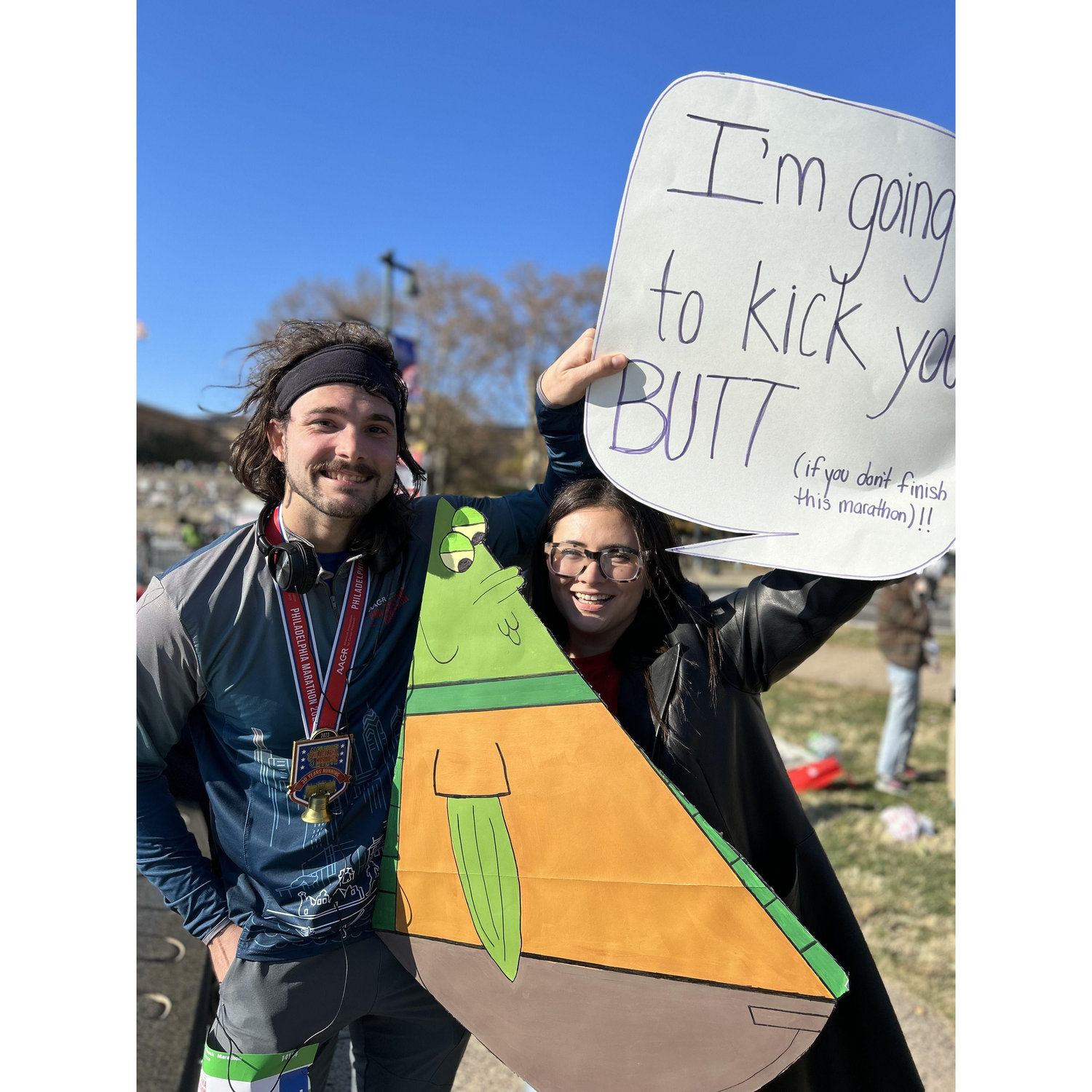 Sam's first marathon, Philadelphia, Fall 2023