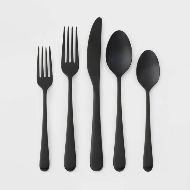 20pc Stainless Steel Harrington Silverware Set Black - Threshold™