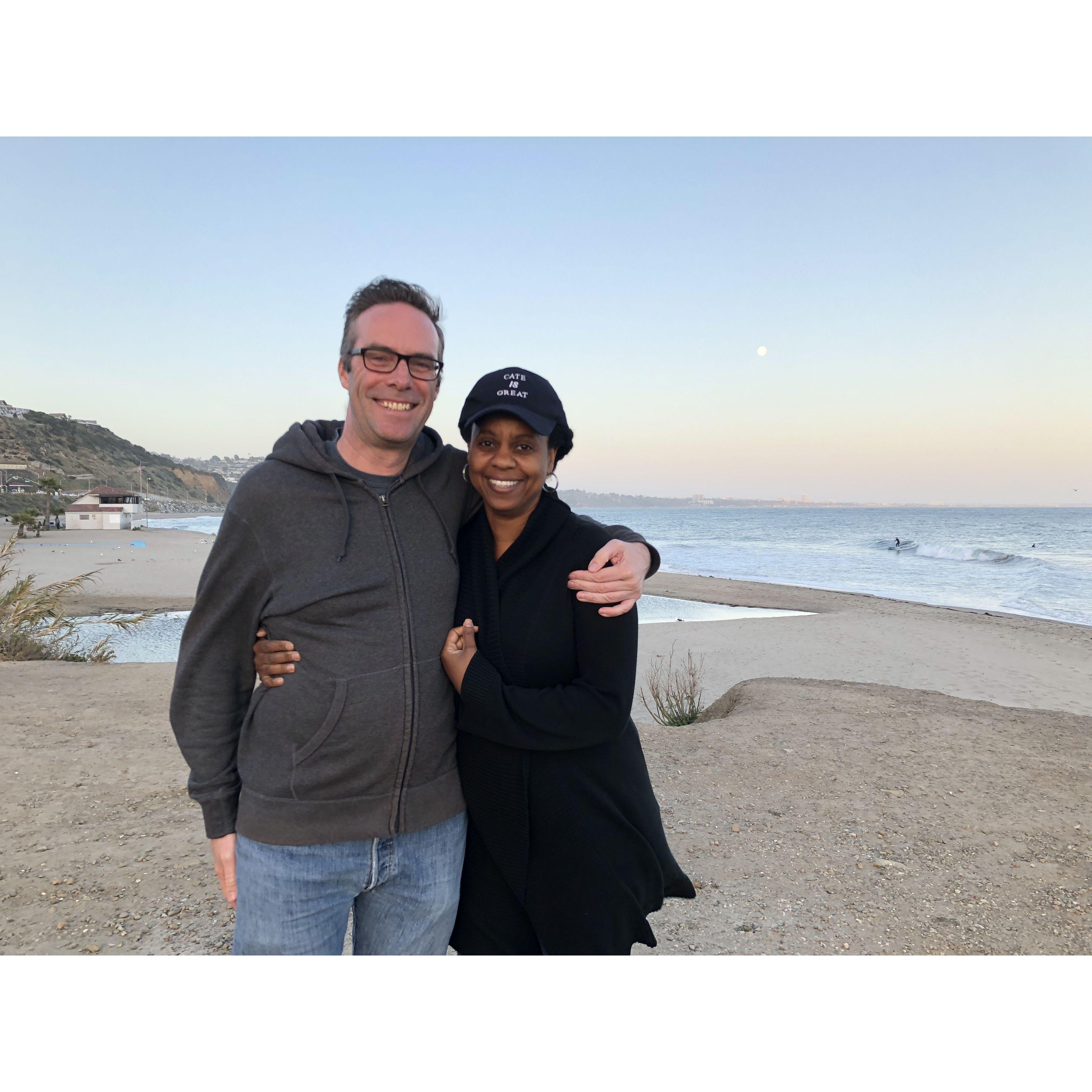Topanga Beach, heading to Rosenthal Tasting Room with David's friend Michaela, the photographer here, 2018.