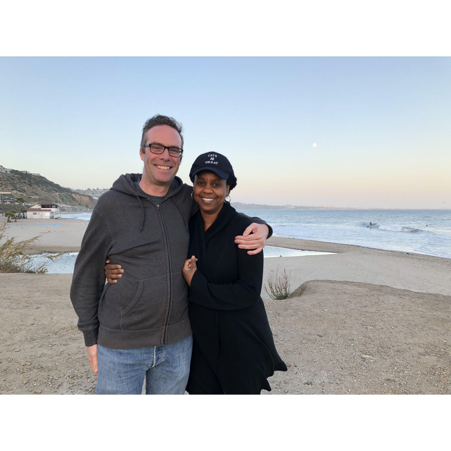 Topanga Beach, heading to Rosenthal Tasting Room with David's friend Michaela, the photographer here, 2018.