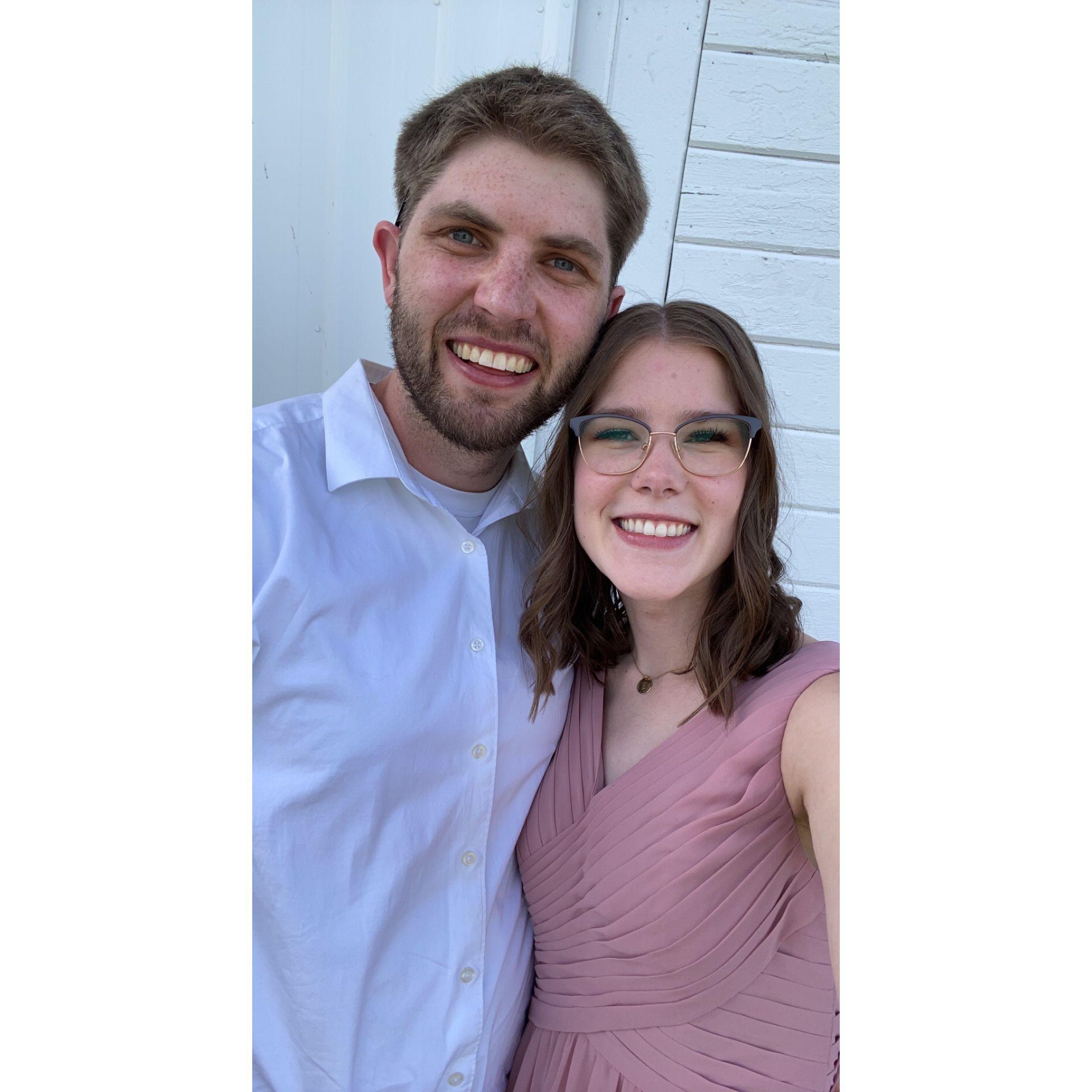May 2021: The first wedding we went to together - shoutout to Kayla and Bailey!