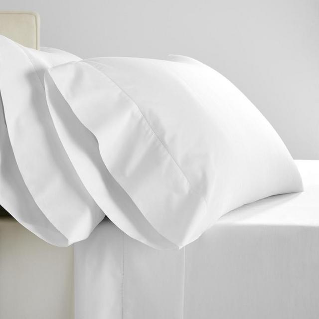 464 Thread Count Percale Hemstitch Pillowcases, Set of 2, Standard, White