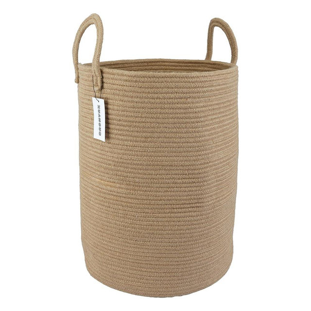 XUANGUO Cotton Rope Laundry Basket Hamper for Clothes Woven Storage Basket for Living Room Bedroom Boho Tall Rope Baskets for Blanket Toys Pillow Towels Baby Nursery Hamper Bin Large jute