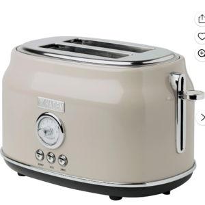 HADEN Dorset 2-Slice Wide Slot Stainless Steel Retro Toaster, Putty