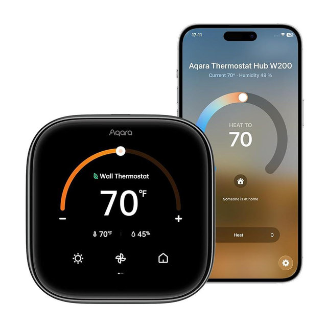 Aqara Smart Thermostat W200 with Apple Adaptive Temperature & Clean Energy Guidance, 4" Touchscreen, Matter Controller, Built-in Radar Sensor, Works with Apple Home, Siri, Google Assistant, Alexa