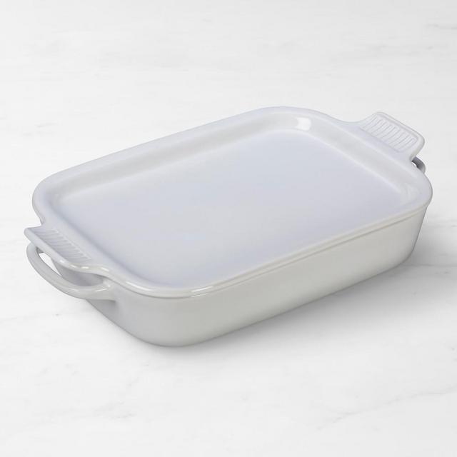 Le Creuset Stoneware Rectangular Baker with Platter Lid, White