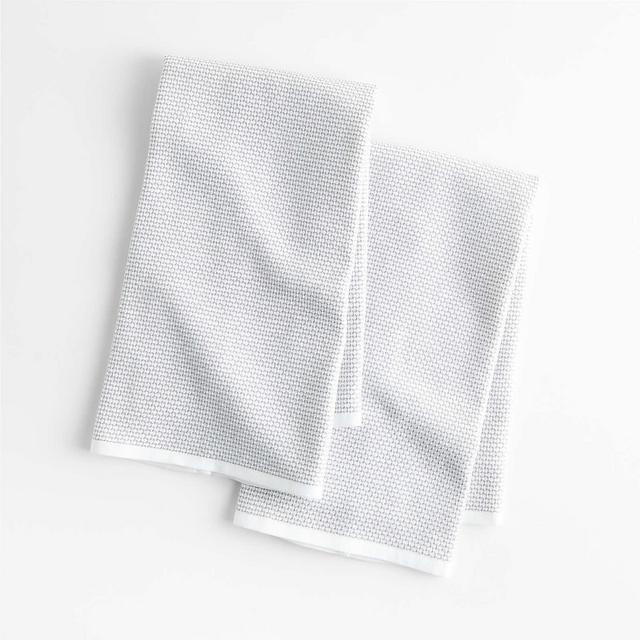 Waffle-Terry Alloy Grey Organic Cotton Dish Towels, Set of 2 +