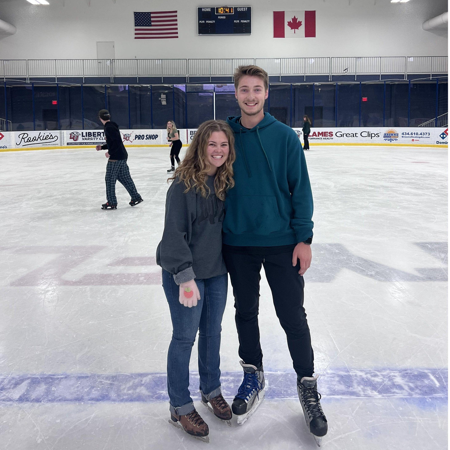 Hall Skate nights were sooooo fun for Marcus who grew up playing hockey, but not the easiest thing ever for Cheney who grew up in North Carolina. But Marcus was  humble enough to go at her speed