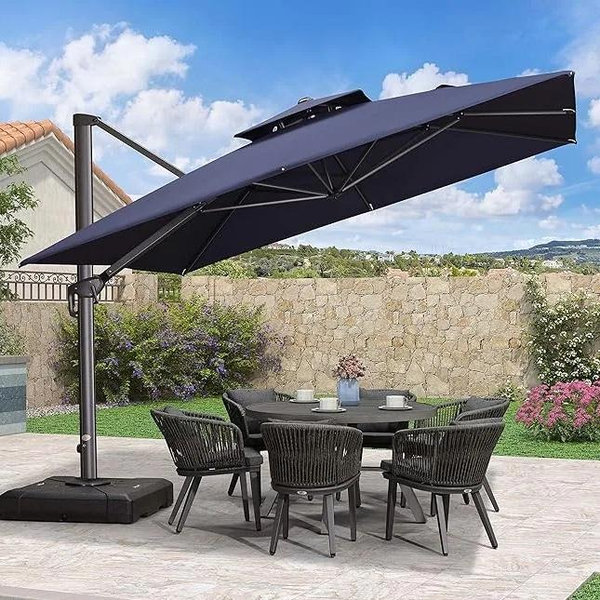 PURPLE LEAF Patio Cantilever Umbrella with 360 Degree Rotation