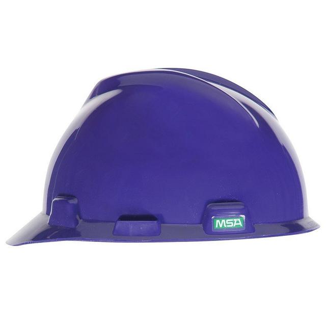 MSA 495858 V-Gard Cap Style Safety Hard Hat With Fas-Trac III Ratchet Suspension | Polyethylene Shell, Superior Impact Protection, Self Adjusting Crown Straps - Standard Size in Purple