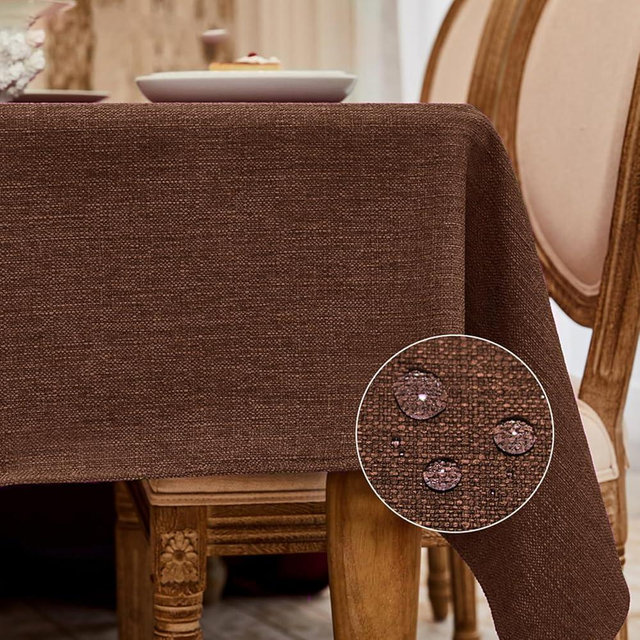 BALCONY & FALCON Rectangle Tablecloth Washable Wrinkle Resistant and Water Proof Table Cloth Decorative Linen Fabric Tablecloths for Dining Parties Kitchen Wedding and Outdoor Use(Coffee Brown, 55x70)
