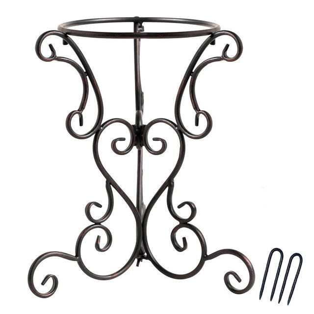 TICKCACY Gazing Globe Stand, Gazing Ball Stand for 8-10 Inches Garden Gazing Globes, Outdoor Garden Black Metal Scroll Gazing Globe Display Stand