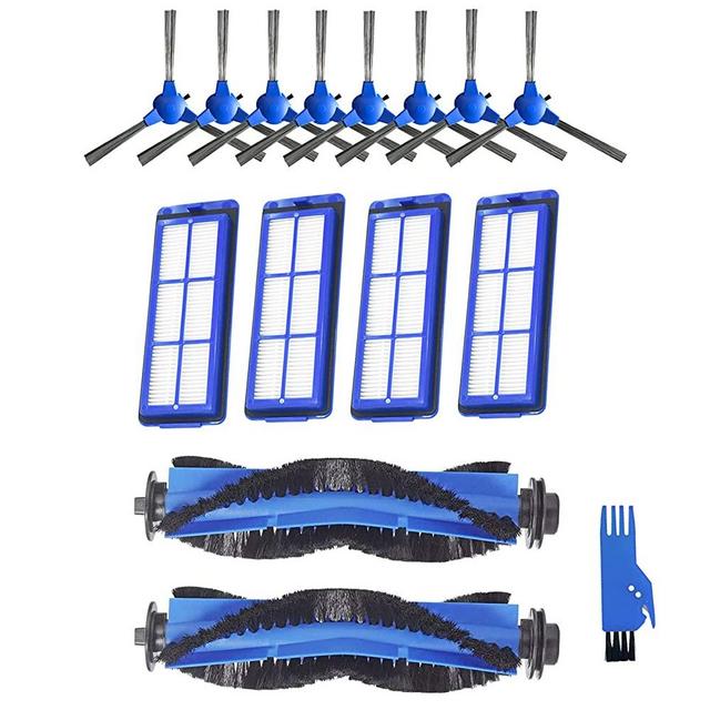 Accessories Replacement Parts for Eufy RoboVac 11S Max, 15C Max, 30C Max, 25C Max, G10, G20, G30, G30 Edge, G30 Hybrid, G30 Verge Robotic Vacuum Kit - Including 2 Main Brush, 4 Filters, 8 Side Brushes